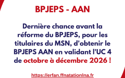 Dernière chance avant la réforme du BPJEPS AAN